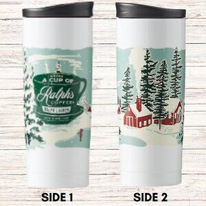 Ralph Lauren Ralph's Coffee Stainless Steel Tumbler Holiday Winter Scene 15 oz
